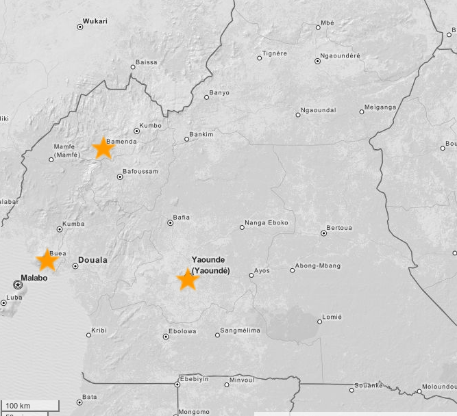 Carte des bureaux de IRESCO Dans le Cameroun